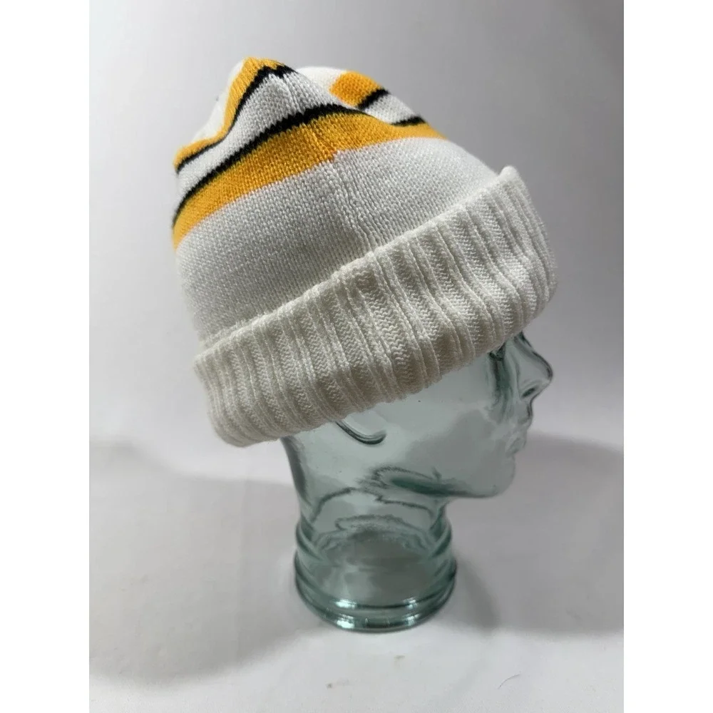 Vintage Boston Bruins Beanie White Stripe‎ NHL Hockey Streetwear Knit Cap